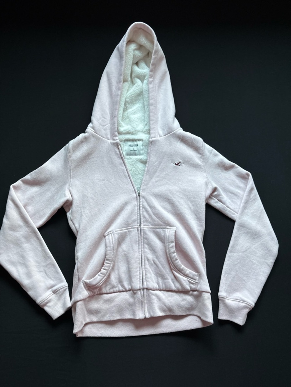 Hollister Light Pink Sherpa-Lined Full-Zip Hoodie - Picture 3 of 6